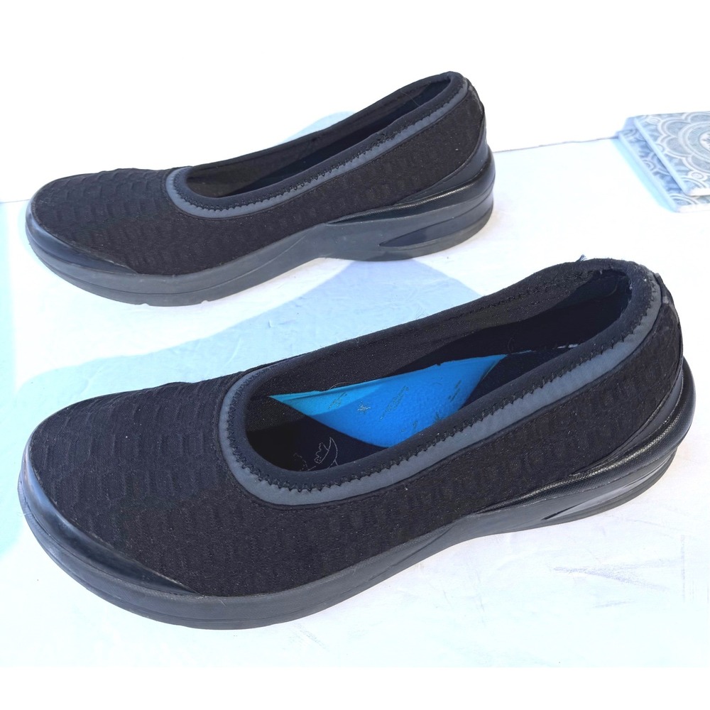 BZEES RELAX Slip On Black Mesh Stretch Arch Support Comfort Walking Shoes Sz‎ 9